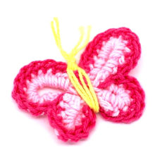 Fuchsia Hand Crochet Butterfly Appliques Scrapbooking Fleurs